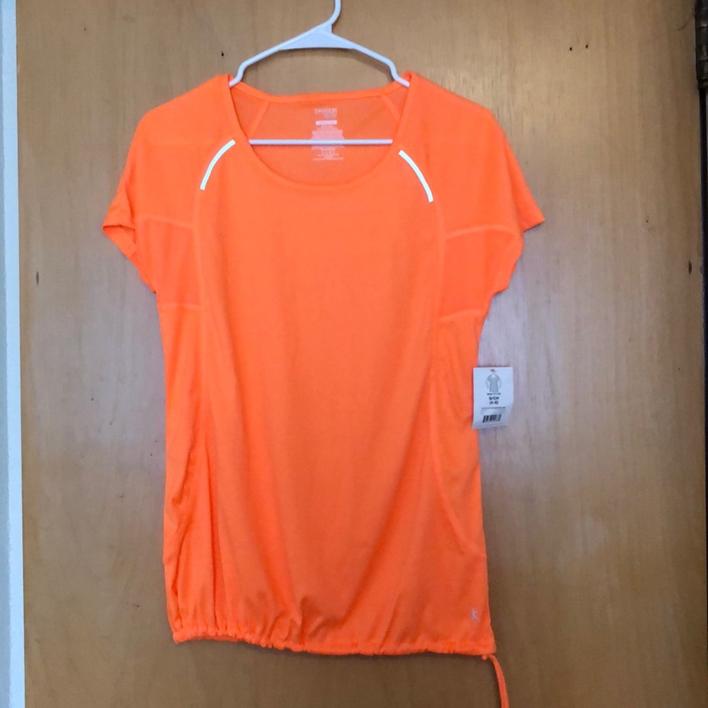 Orange Semi-Fitted Draw String Bottom Workout Top